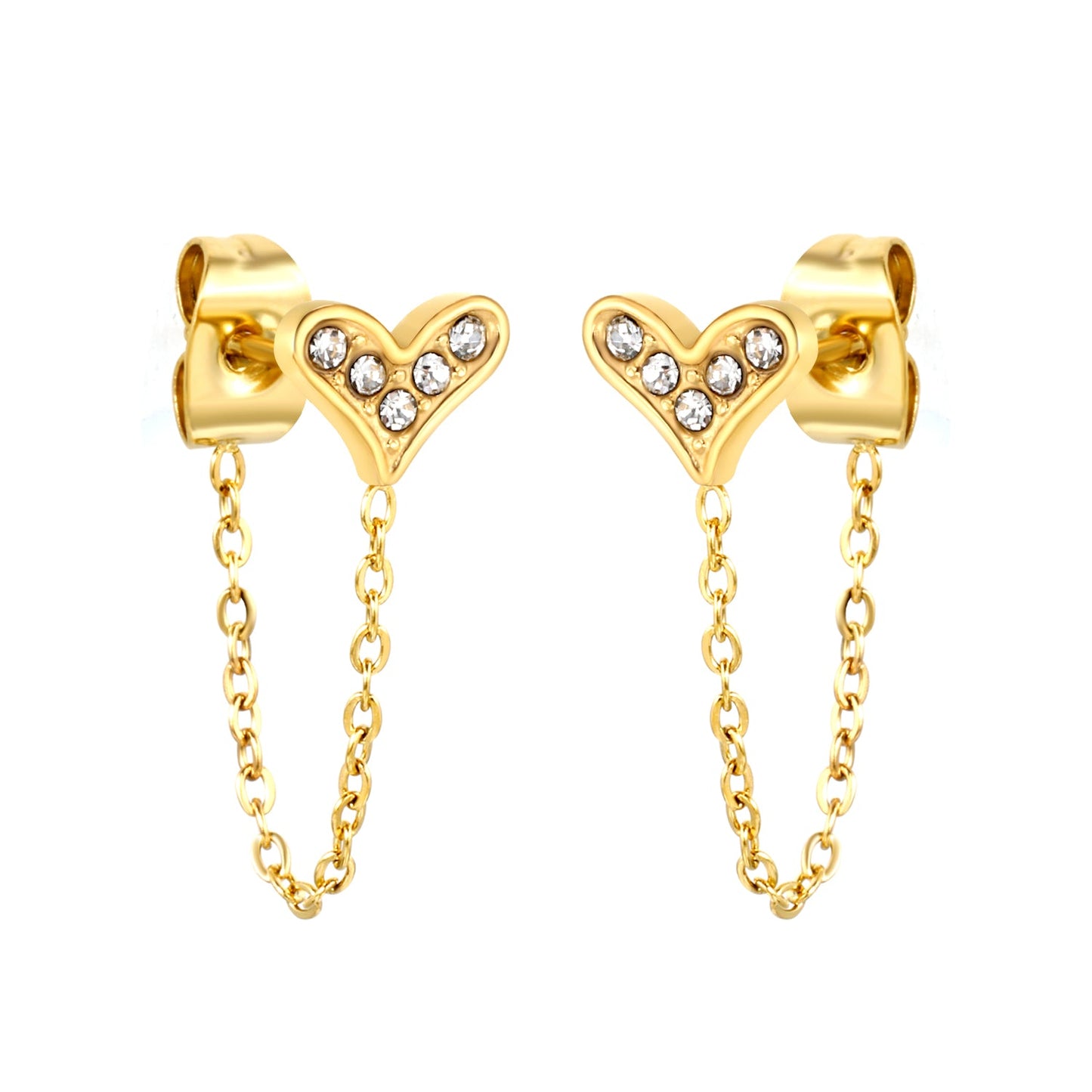 8.2*6mm heart shape with white zirconium+03 cross chain 30mm accessories Earrings gold color