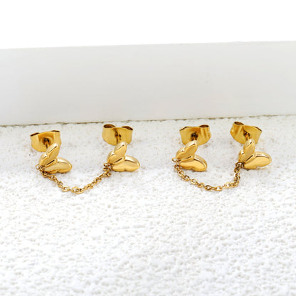 6.7*5.6mm Butterfly+03 Cross Chain 30mm Accessories Earrings Gold color