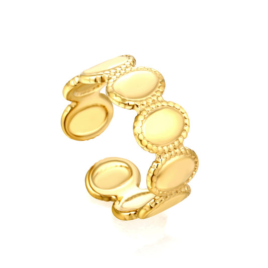 Leaf Design Open Ring - Stainless Steel Nature-Inspired Elegance