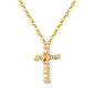 10x16.8mm cross CNC white zirconia pendant 0.3 cross chain 40+5cm+6mm round pendant necklace gold