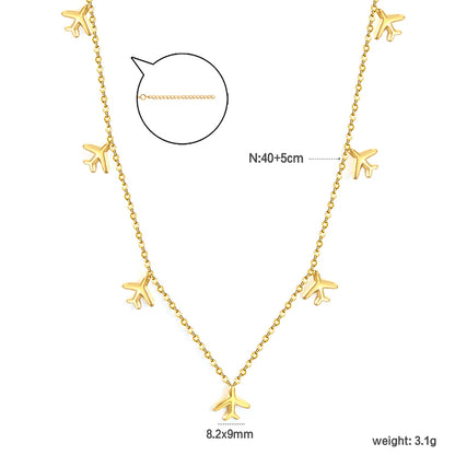 8.2 x 9 mm airplane accessory 0.3 cross chain 40+5 cm + 6 mm necklace gold