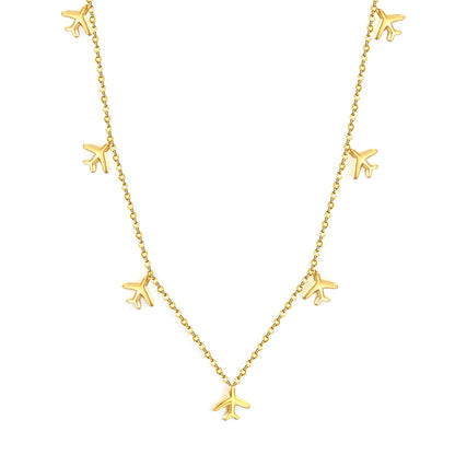 8.2 x 9 mm airplane accessory 0.3 cross chain 40+5 cm + 6 mm necklace gold