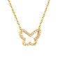 15x13mm butterfly CNC white zirconia pendant 0.3 cross chain 40+5cm+6mm necklace gold