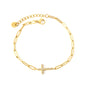 14.9*9.9mm Cross CNC White Zirconia 0.8x3x9 Long Flat Cross 18+3cm+6mm Round Tail Plaque Bracelet Gold Color