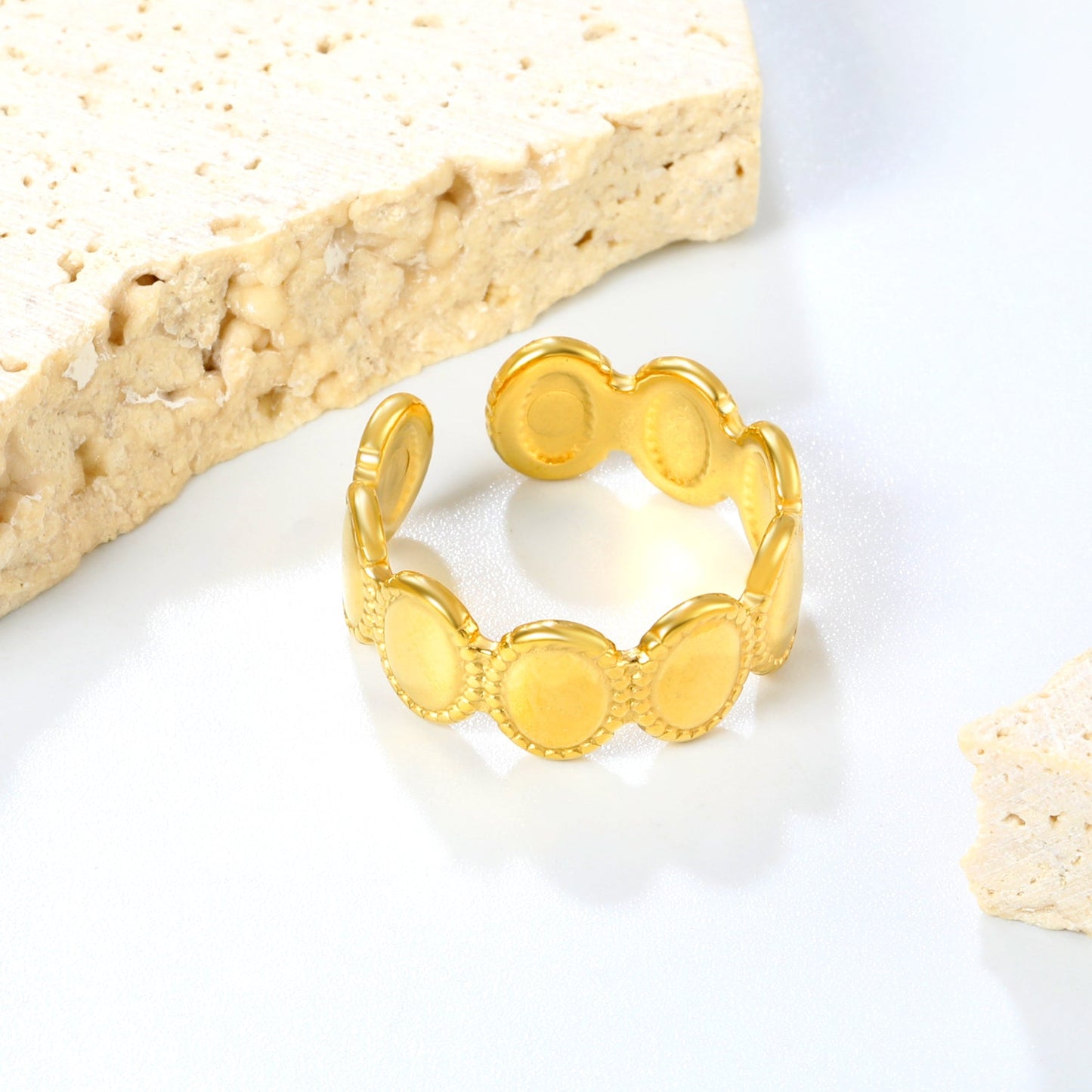 Leaf Design Open Ring - Stainless Steel Nature-Inspired Elegance