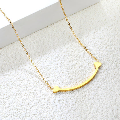 9.2 x 36.7mm curved bone pendant, 0.3mm cross chain 45+5cm, 6mm round tag necklace, gold