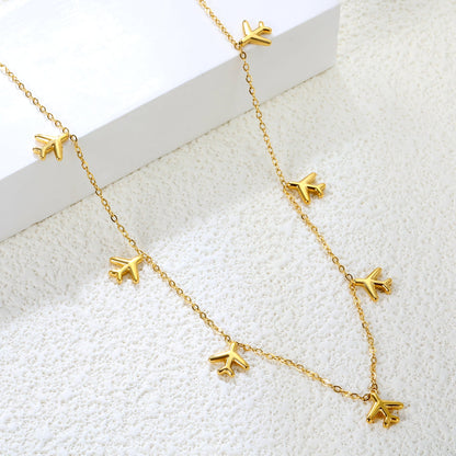 8.2 x 9 mm airplane accessory 0.3 cross chain 40+5 cm + 6 mm necklace gold