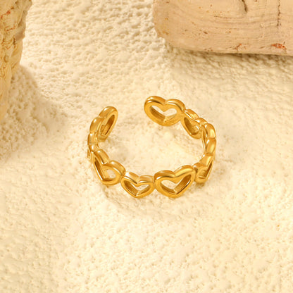 Star Pattern SS Open Ring - Trendy Star-Circle Cutout Style