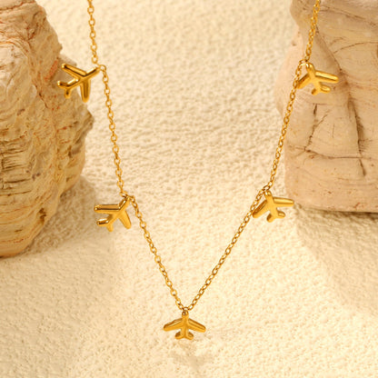8.2 x 9 mm airplane accessory 0.3 cross chain 40+5 cm + 6 mm necklace gold