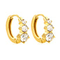 5.4 x 10.7mm Large Round White Zirconia Stud Earrings with 2.2mm Post and 10mm Inner Diameter, Gold