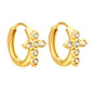 8x10.2mm cross-shaped imitation white Czech diamond earring with a 2.2mm post and a 10mm inner diameter, gold color