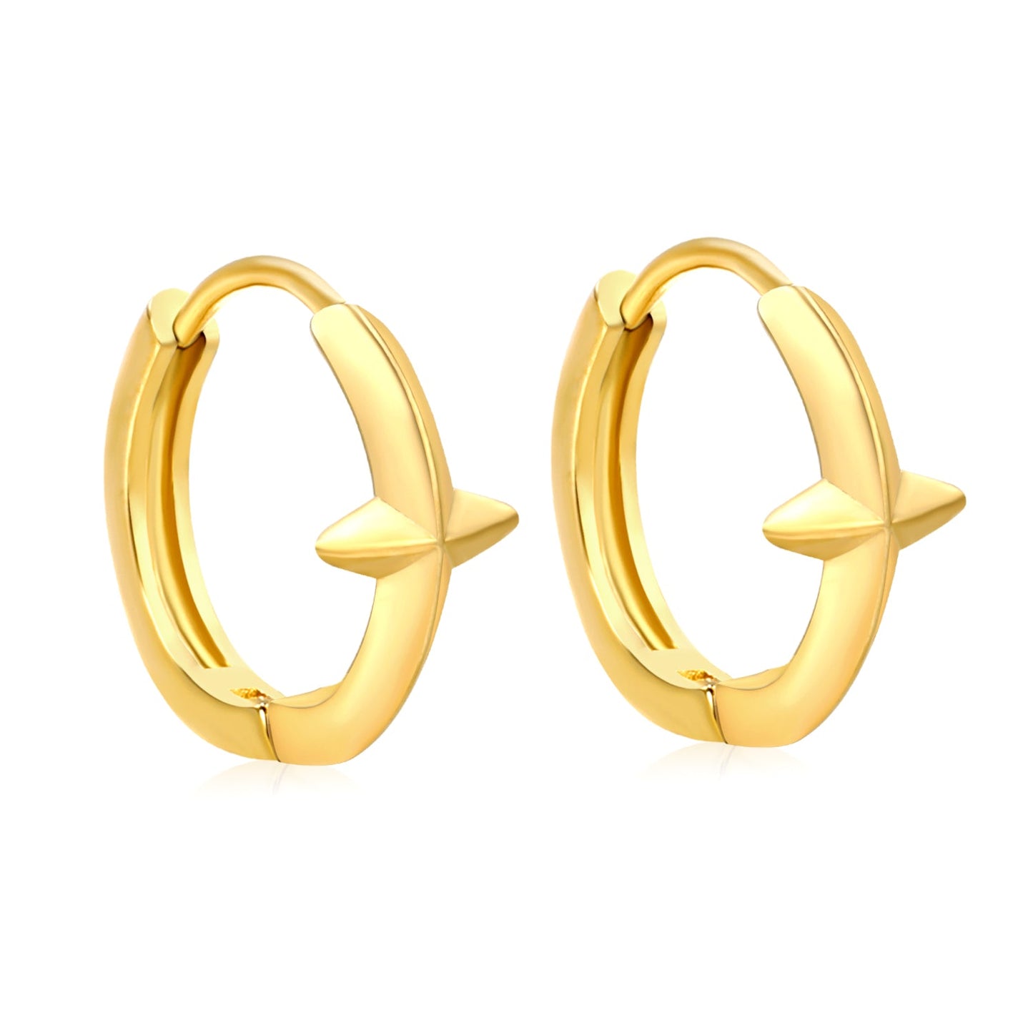 5.4mm cross-shaped with polished finish, earring hook 2.2 x inner diameter 10mm, gold-colored earrings