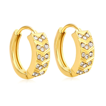 4.5 x 11mm hexagonal with imitation white Czech diamonds, earring hook 2.2 x inner diameter 10mm, gold-colored earrings