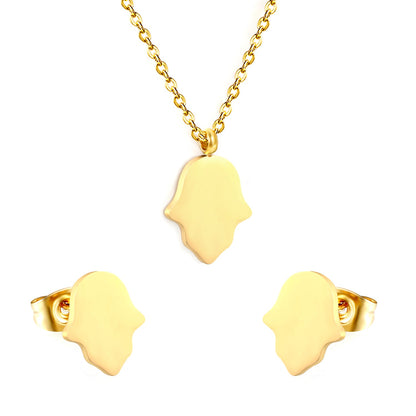 Glossy set Gold/light blue Earrings: 8.7*10.8mm Pendant: 10.7*13.6mm 0.3 cross chain 40+5cm+6mm round plate