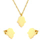 Glossy set Gold/light blue Earrings: 8.7*10.8mm Pendant: 10.7*13.6mm 0.3 cross chain 40+5cm+6mm round plate