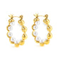 23mm wide + with 4mm imitation white pearl earrings gold color