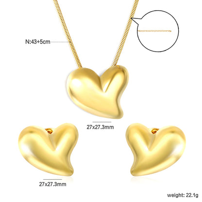 Love Set Steel/Gold/Mixed Earrings: 27*27.3mm Pendant: 27*27.3mm 1.6 Round Snake Chain 43+5cm+6mm Round Tail Tag