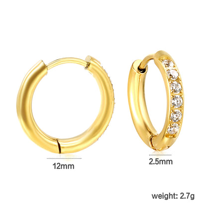 2.5*12mm I.D. Ear Clip CNC White/Black/Purple Zircon Gold Color