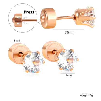 12 pair 3-5mm steel color/gold/rose gold pat plug earrings
