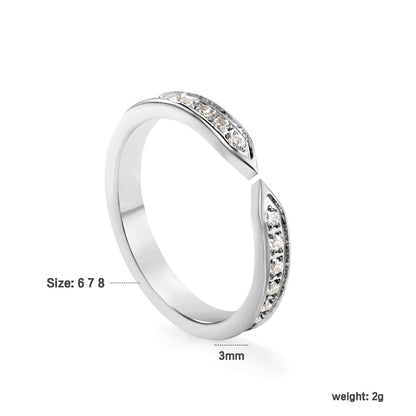 H3mm CNC Cross shape white zirconium ring steel color/golden