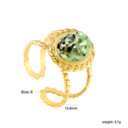 13.2*14.8mm Oval Chrysoprase/ Chrysoprase Fittings Open-end Ring Gold 8