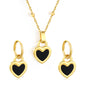 Reversible Black Shells Love Set Gold Earrings: 13.9*18.1mm Pendant: 13.9*18.1mm Clip Bead Chain 47+5cm+6mm Round Tail Plaque