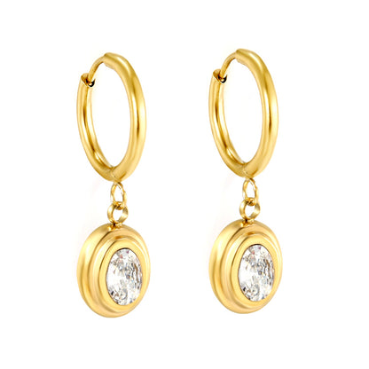 2*10mm I.D. earrings + 8.3*10.5mm oval shape with white/black/garnet/emerald zirconium fittings Gold color