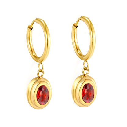 2*10mm I.D. earrings + 8.3*10.5mm oval shape with white/black/garnet/emerald zirconium fittings Gold color