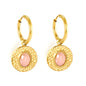 2*12mm I.D. earrings+15.5mm round cake stick imitation white pearl/pink crystal/tiger eye stone earrings gold color
