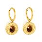 2*12mm I.D. earrings+15.5mm round cake stick imitation white pearl/pink crystal/tiger eye stone earrings gold color