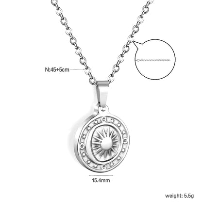 15.4mm Sun Moon Star Compass Pendant 45+5+6mm Necklace Steel/Golden