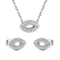 Eye CNC white zirconium accessories Set Steel color / gold 0.3 cross 40+5+6mm round plate Pendant: 11.4*7mm Earring: 11.4*7mm