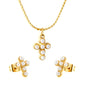 Cross stick imitation white pearl accessories set Gold color Width 1mm S chain 40+5+6mm round plate Pendant: 8.4*11mm Earrings: 8.4*11mm