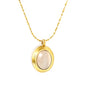 14*17mm oval with white/rose cat's eye/tiger's eye pendant 40+5cm+6mm round necklace gold color