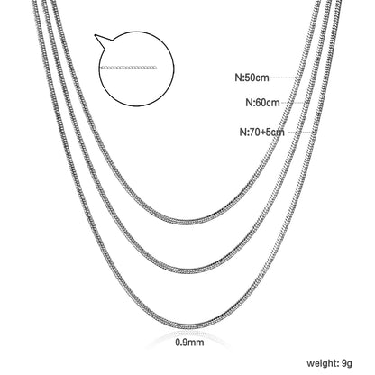 Sweater Chain 0.9 Round Snake 50+60+70cm+5cm+6mm Round Tail Plate Necklace Steel/Golden
