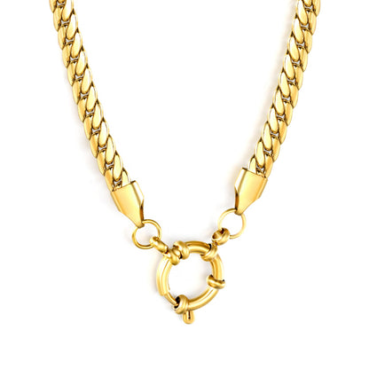 5.0NK gold dragon chain + 43cm + round clasp outer diameter 14.1mm necklace, gold