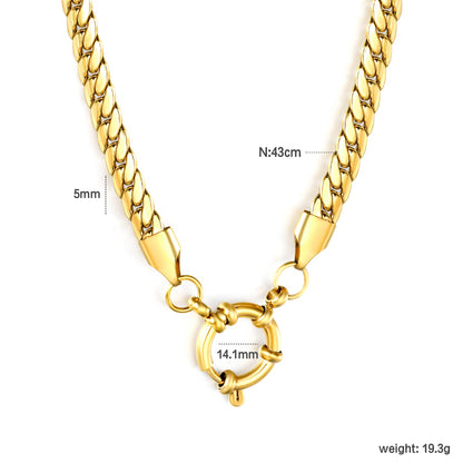 5.0NK gold dragon chain + 43cm + round clasp outer diameter 14.1mm necklace, gold