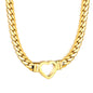 16.2 x 15mm hollow heart-shaped pendant with 6mm gold dragon chain, 40+5cm+6mm round pendant necklace, gold