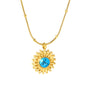 15.3mm round grain face with imitation white pearl/blue turquoise/tiger eye pendant 0.9+2mm round snake bead necklace 40+5cm+6mm round plaque necklace gold color