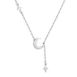 18.4*17mm moon+8.4*13.3mm star accessories 4cm tassel 42+5cm necklace steel/golden