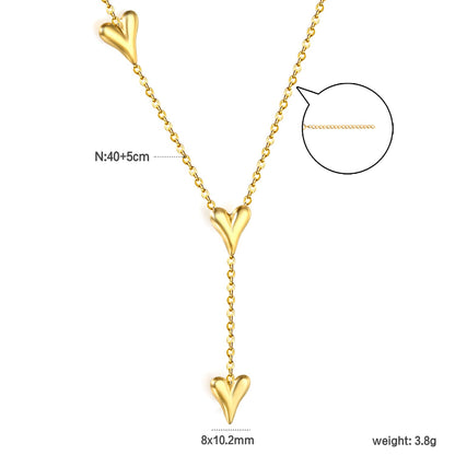 8 x 10.2mm 3 heart-shaped accessories 40+5cm+6mm round pendant necklace, gold