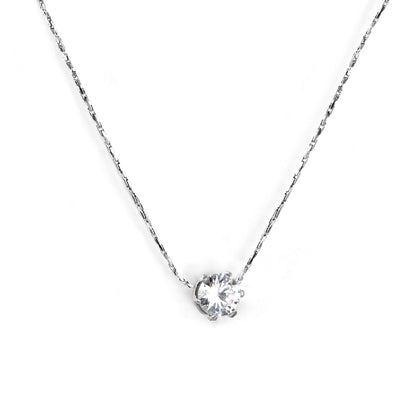 5mm Six Claws Round White Diamond Pendant 40+5cm+6mm Round Tail Plaque Necklace Steel/Golden