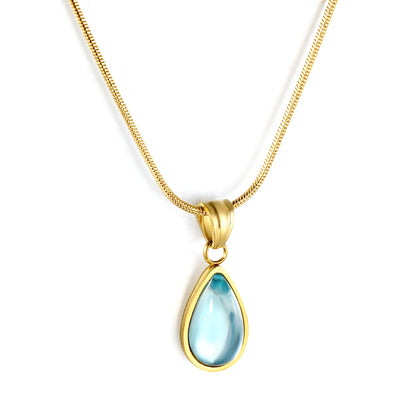 5mm Six Claws Round White Diamond Pendant 40+5cm+6mm Round Tail Plaque Necklace Steel/Golden