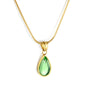 5mm Six Claws Round White Diamond Pendant 40+5cm+6mm Round Tail Plaque Necklace Steel/Golden