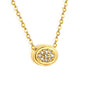 8.6*6.8mm Convex Oval CNC Zirconia Pendant 0.3 Cross Chain 40+5cm+6mm Round Necklace Gold color