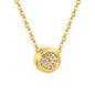 8.5mm Round CNC Zirconia Pendant with Convex Edge 0.3 Cross Chain 40+5cm+6mm Round Necklace Golden