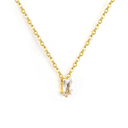4.5*7.4mm Square White/Purple/Champagne Zircon Pendant 0.3 Cross Chain 40+5cm+6mm Round Tail Plaque Necklace GOLDEN