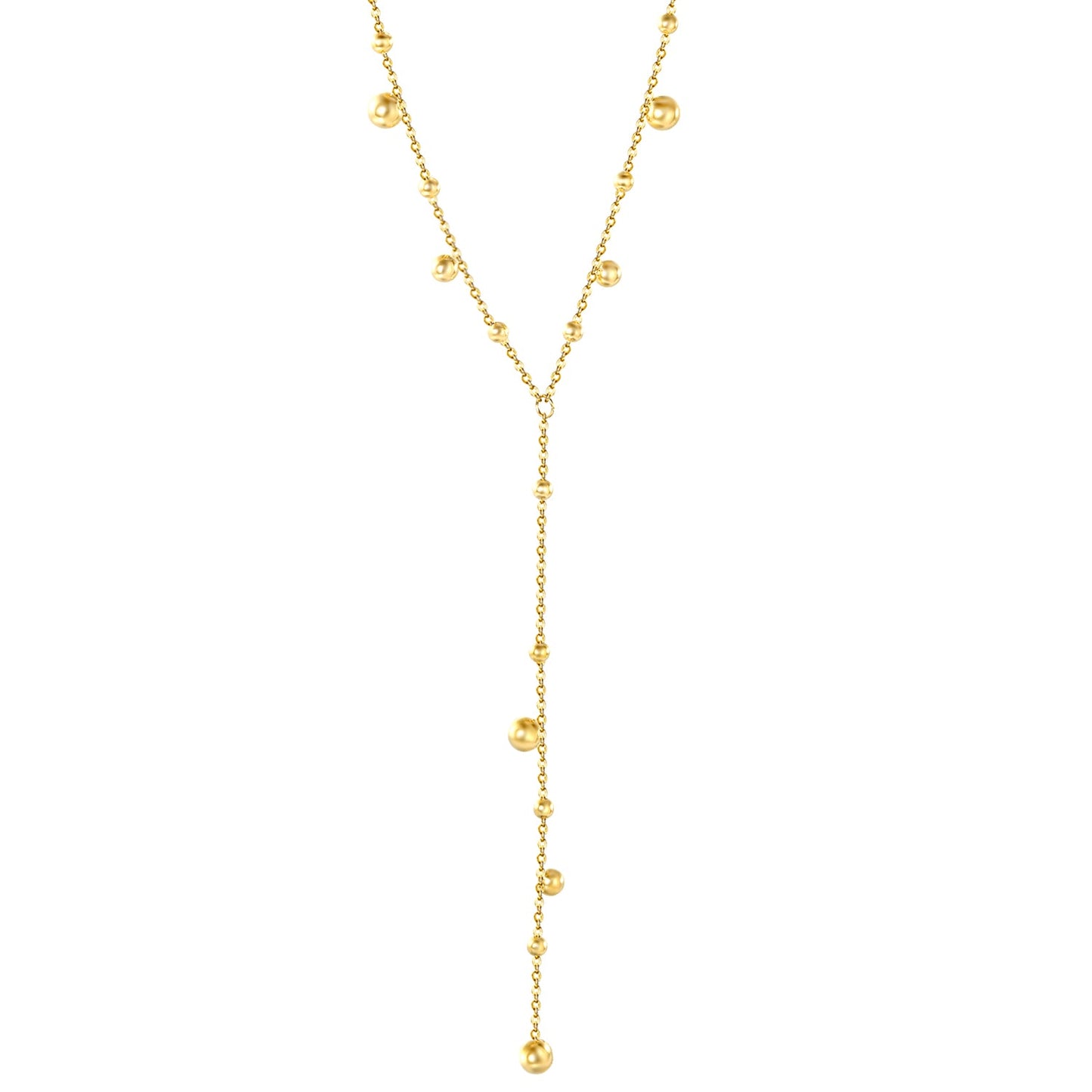 5mm+4mm+3mm Size Steel Beads 10cm Tassel 40+5cm +11.2*3.7mm Square Tail Plaque Necklace Gold