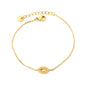 Eyes CNC white zirconium accessories bracelet 0.3 cross chain 17 + 3cm + 6mm round plate steel color / gold