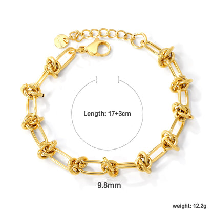 9.8mm chain at the widest point 17+3cm+6mm round plate bracelet Gold color